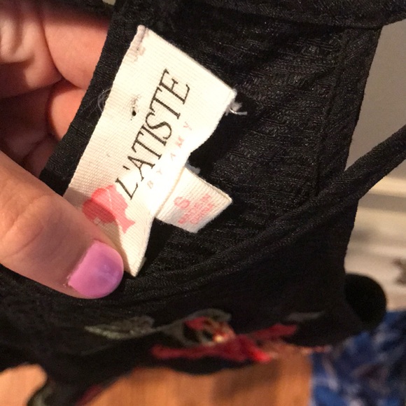 Black silk floral romper! - Picture 2 of 3